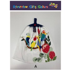 Crochet Top Hand Towel / Tea Towel -  Parrots Crochet Top Hand Towel / Tea Towel -  Parrots